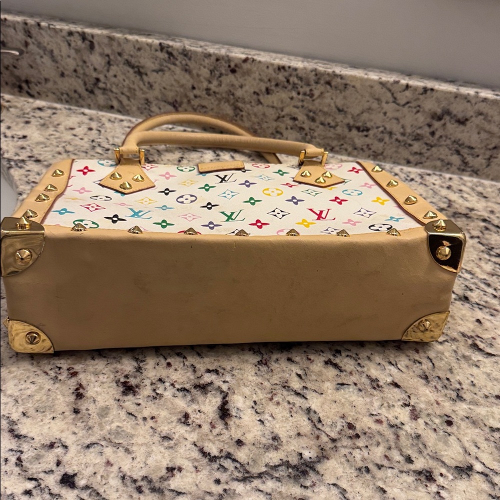 Multicolor Studed Designer Monogram Handbag White… - image 5